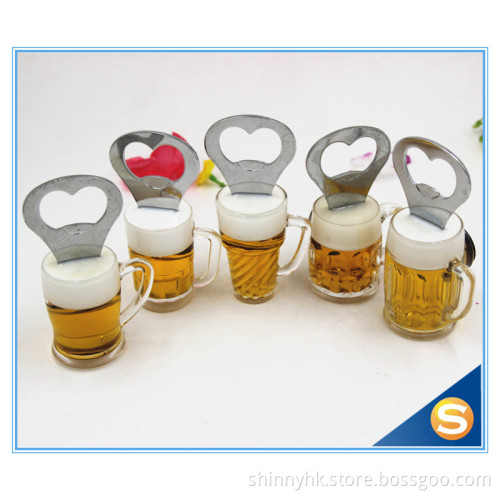 Shinny Gifts Beer Cup Shape Cheap Bottle Opener with Magnet for Promo Gifts